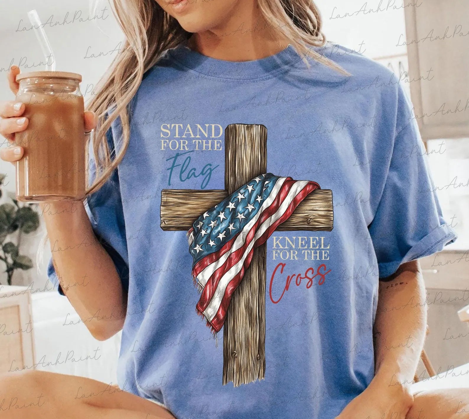 Stand for the Flag Kneel for the Cross Graphic Tee