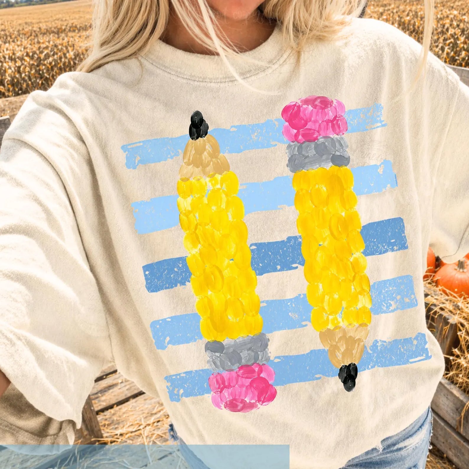 Pencil Stripes Graphic Tee