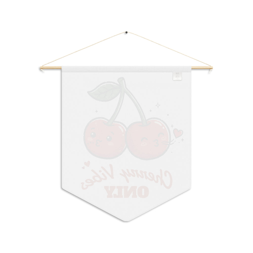 Cherry Vibes Only Pennant Banner — Cute Kawaii Cherry Wall Flag for Kitchen, Dorm, or Gift
