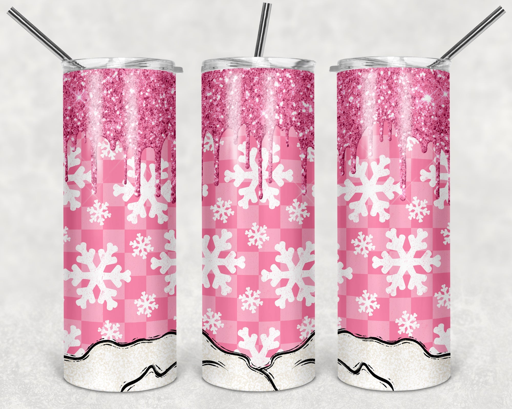 Pink Snowflake 20 oz Skinny Tumbler
