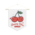 Cherry Vibes Only Pennant Banner — Cute Kawaii Cherry Wall Flag for Kitchen, Dorm, or Gift