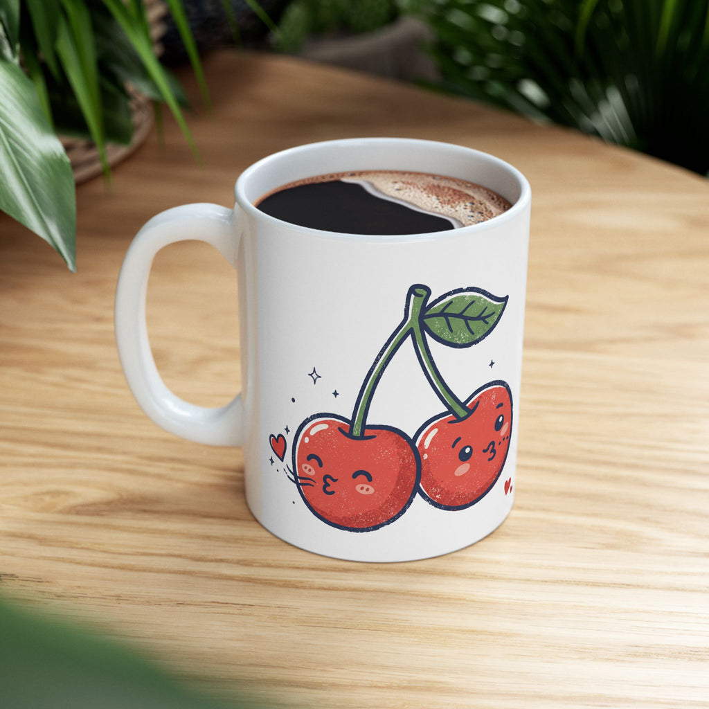 Cherry Vibes Mug — Cute Kawaii Cherry Ceramic Coffee Cup (11oz & 15oz)