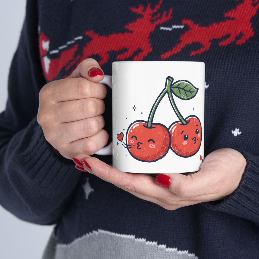 Cherry Vibes Mug — Cute Kawaii Cherry Ceramic Coffee Cup (11oz & 15oz)