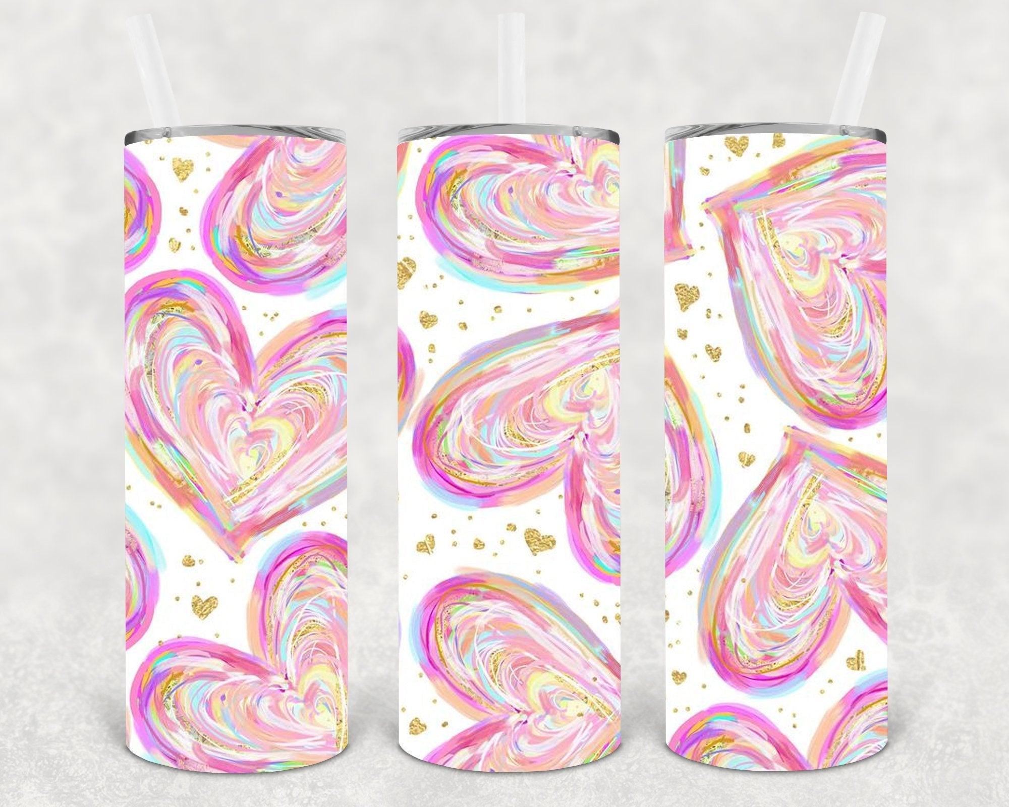 Watercolor Heart 20 oz Skinny Tumbler