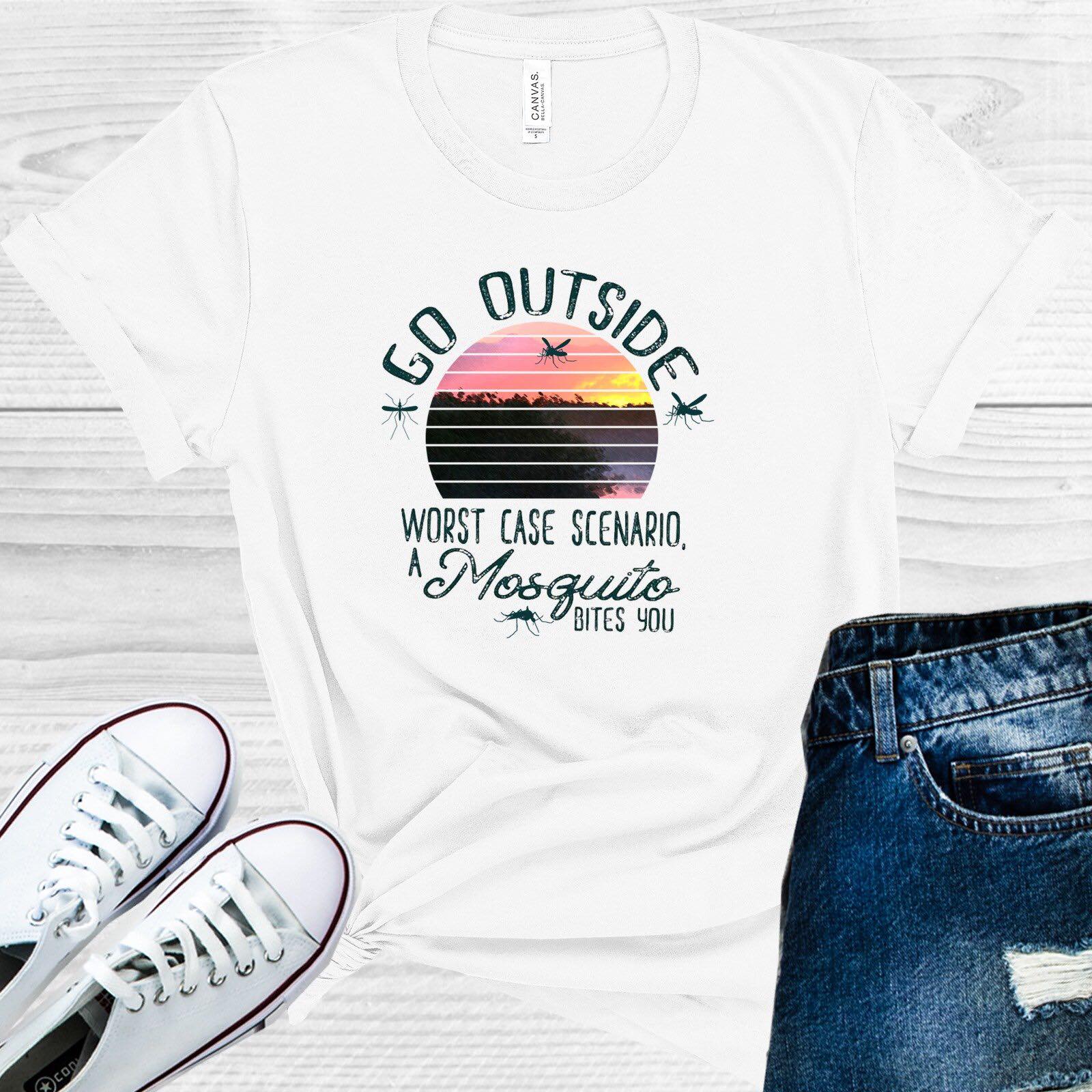Go Outside Worst Case Scenario a Mosquito Bites You Graphic Tee