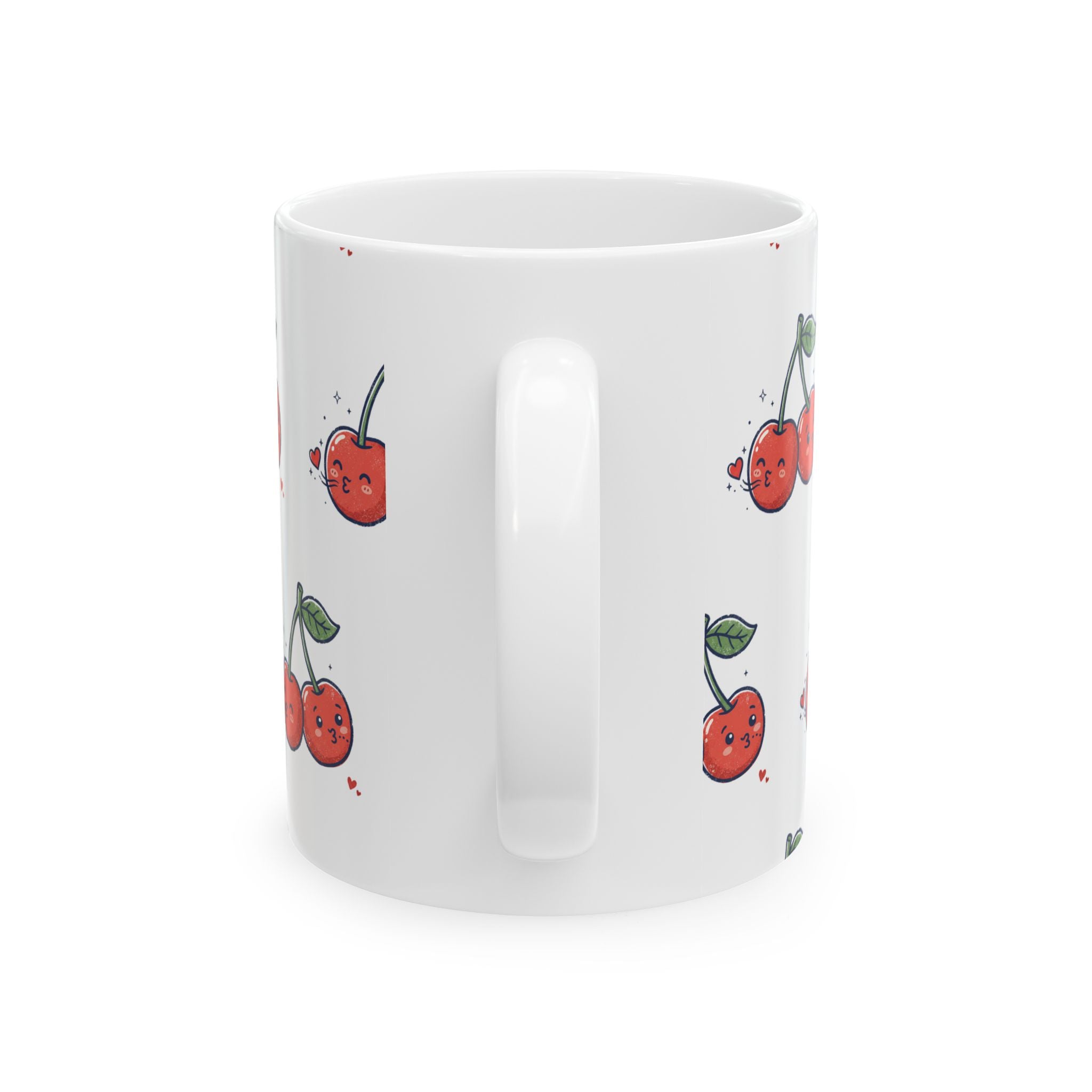 Cute Cherry Pattern Ceramic Mug — Kawaii Fruit Coffee Cup (11oz, 15oz)