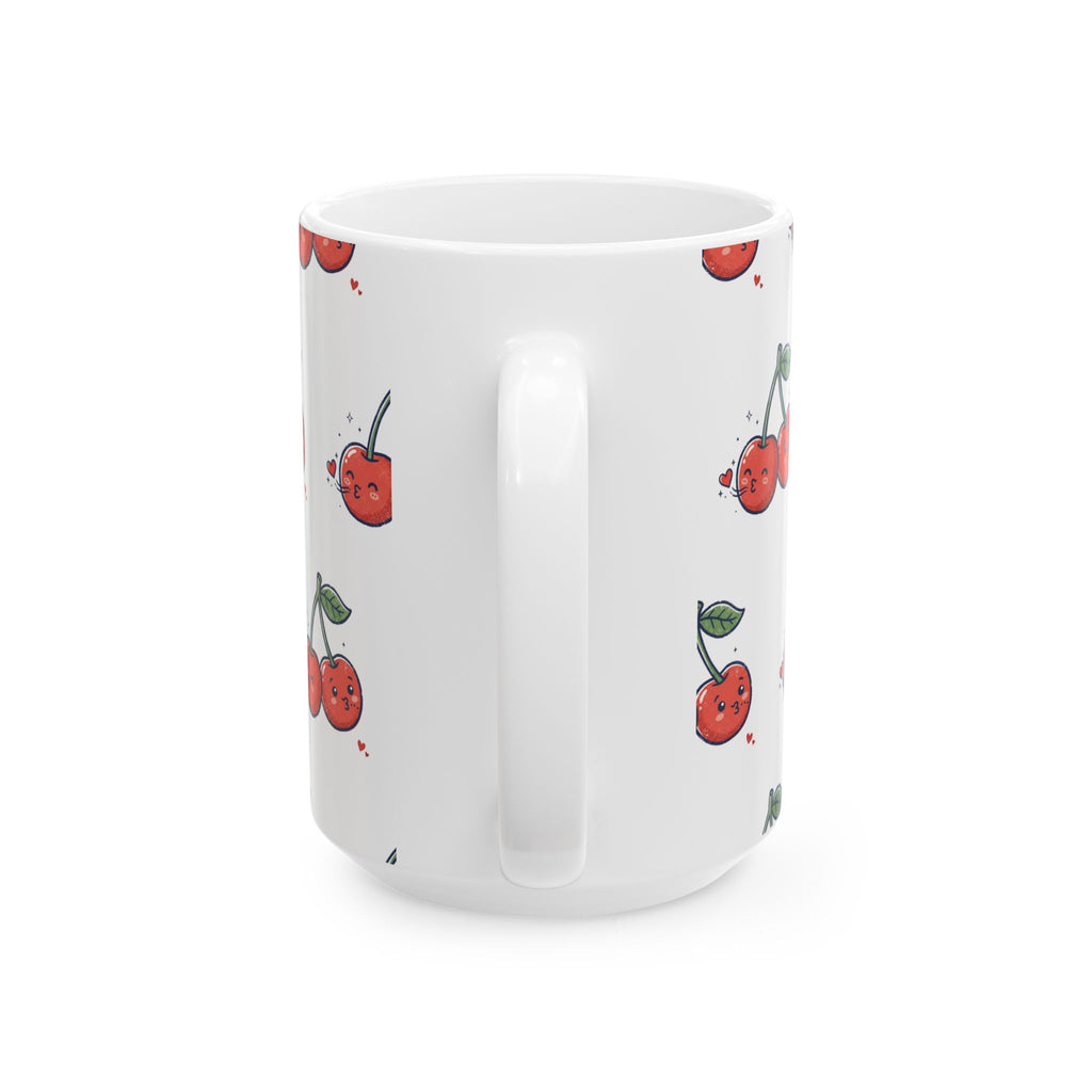 Cute Cherry Pattern Ceramic Mug — Kawaii Fruit Coffee Cup (11oz, 15oz)