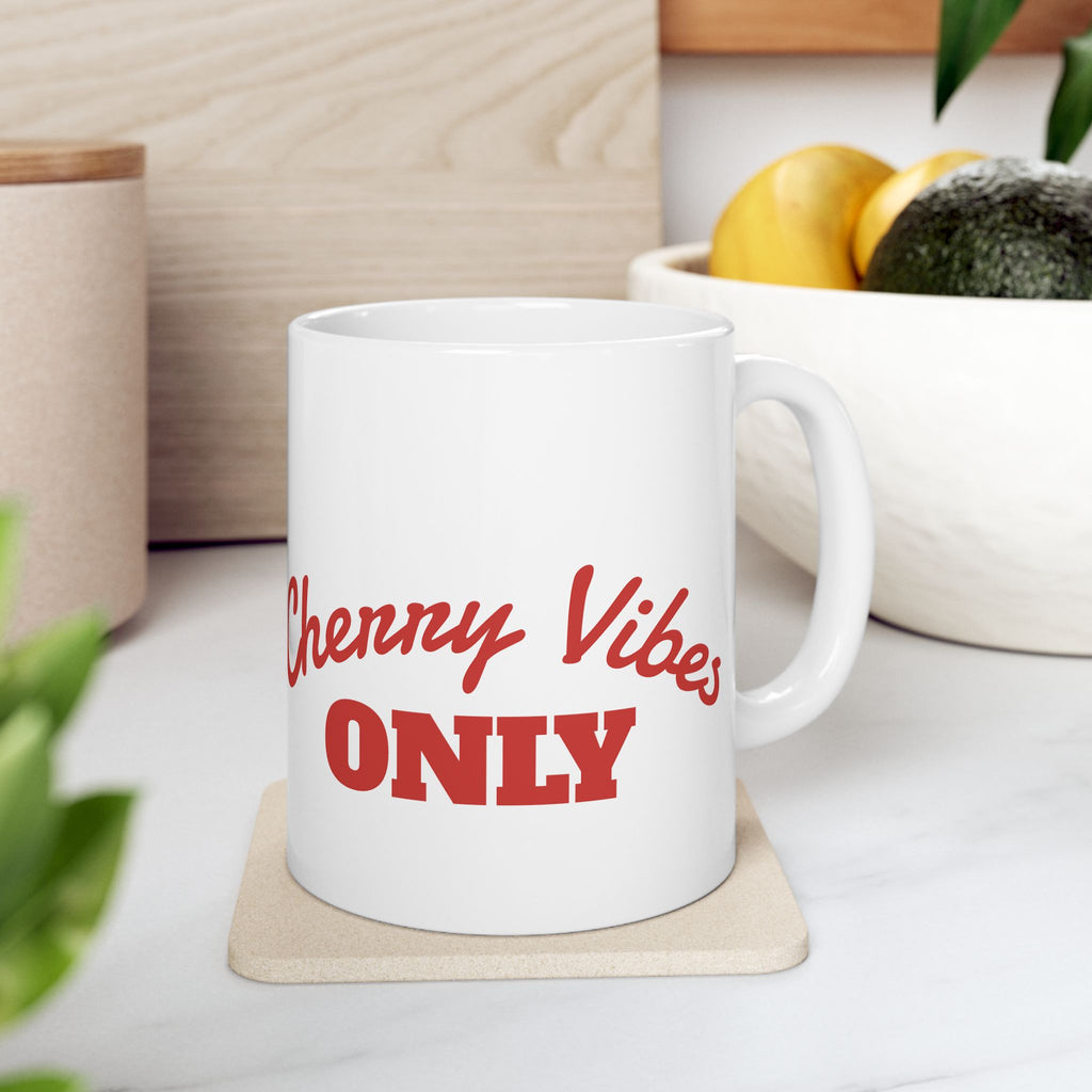 Cherry Vibes Mug — Cute Kawaii Cherry Ceramic Coffee Cup (11oz & 15oz)