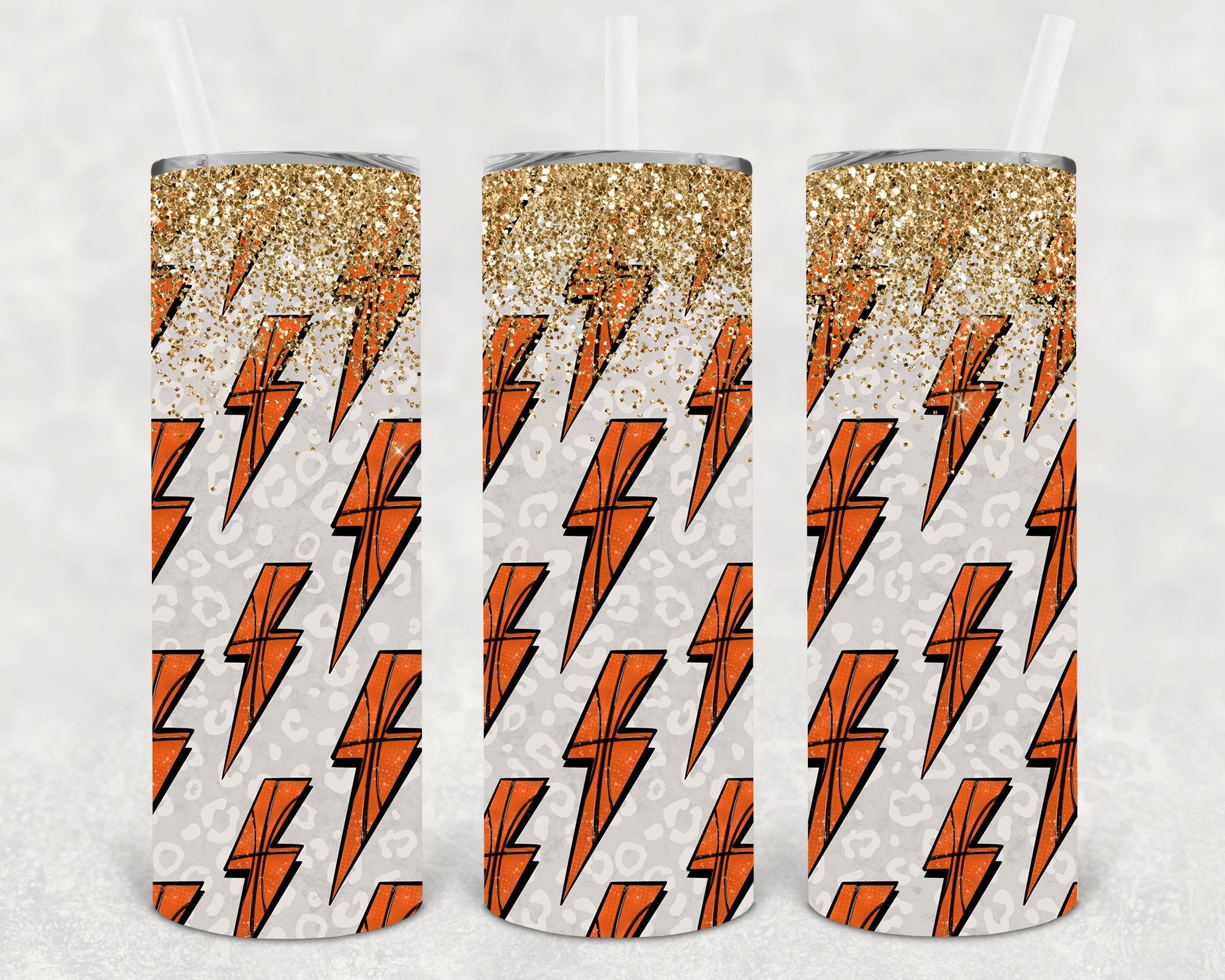 Basketball Lightning Bolts 20 oz Skinny Tumbler