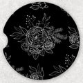 Car Coaster Set - Black and White Roses