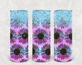 Blue and Purple Leopard Sunflowers 20 oz Skinny Tumbler
