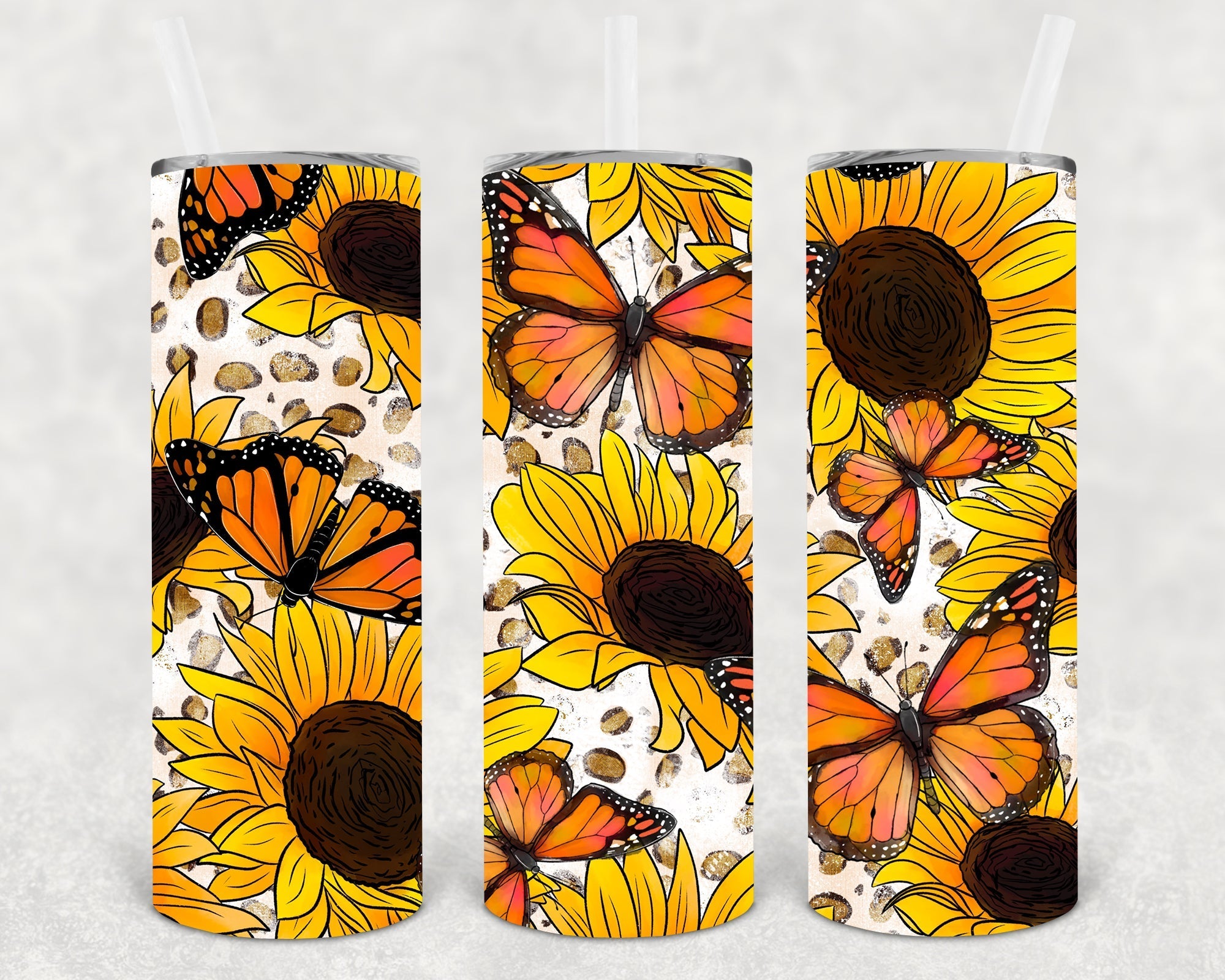 Butterfly Sunflowers 20 oz Skinny Tumbler