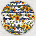 Car Coaster Set - Blue and Gold Floral