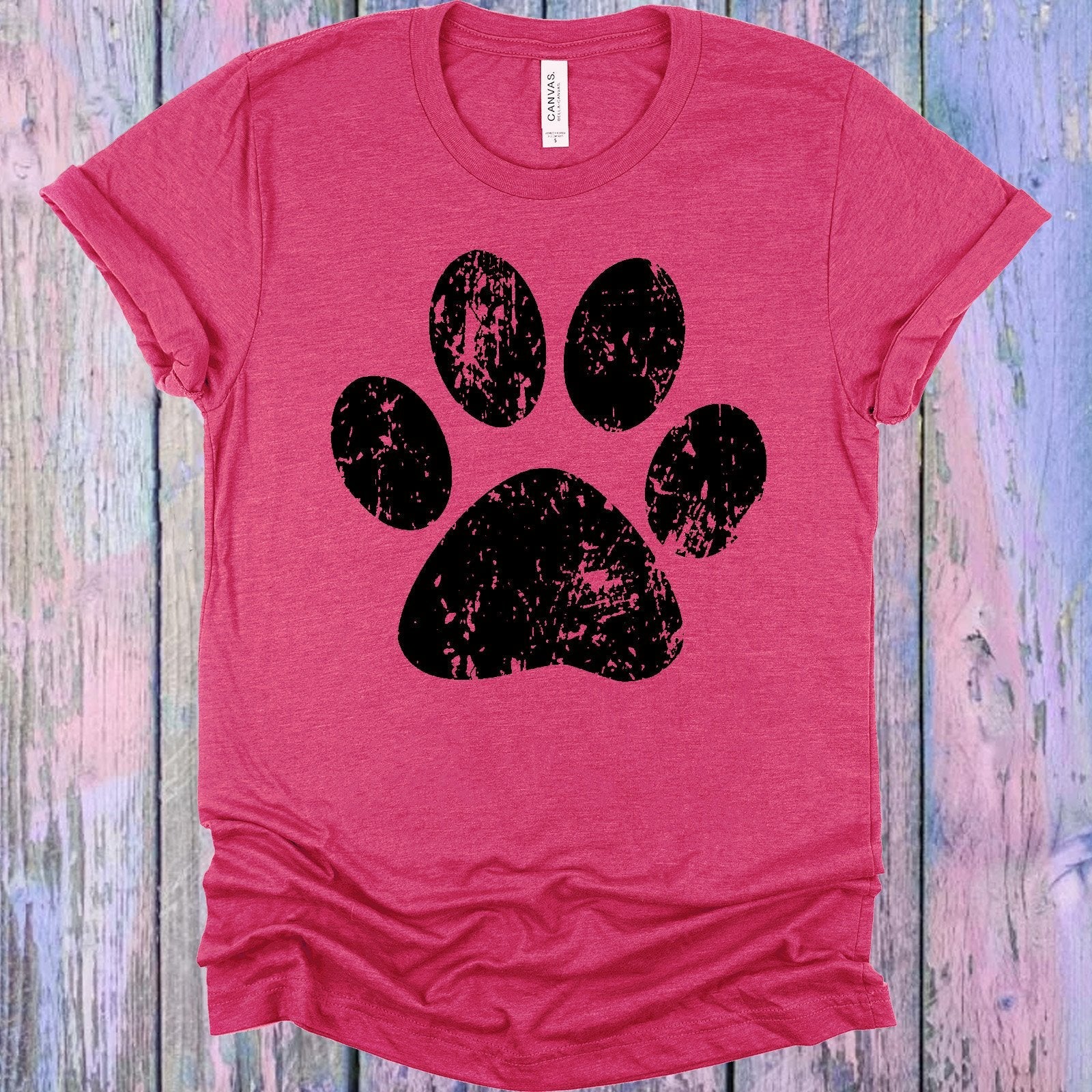 Distressed Paw Print Graphic Tee