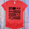 Eat Sleep Skiing Repeat Graphic Tee
