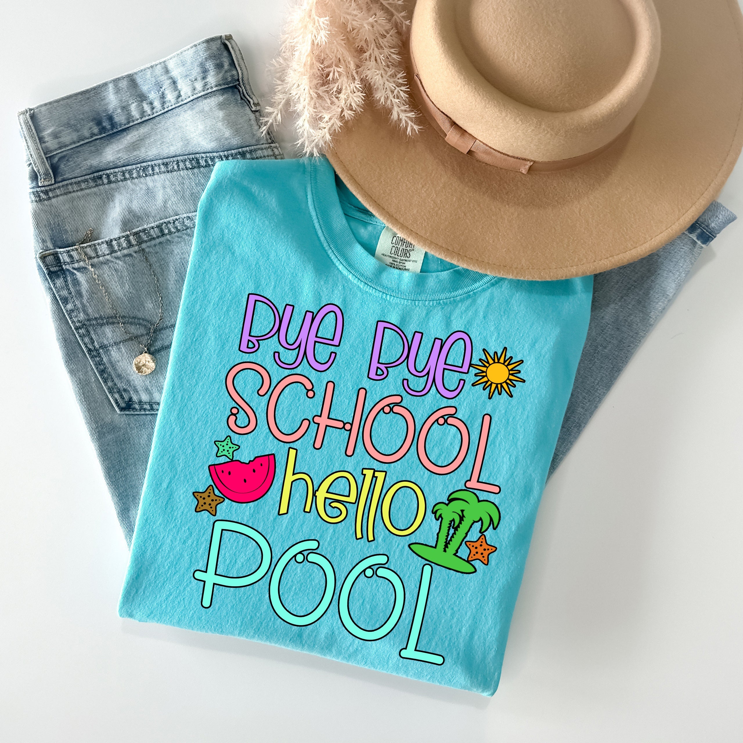 Bye Bye School Hello Pool Graphic Tee