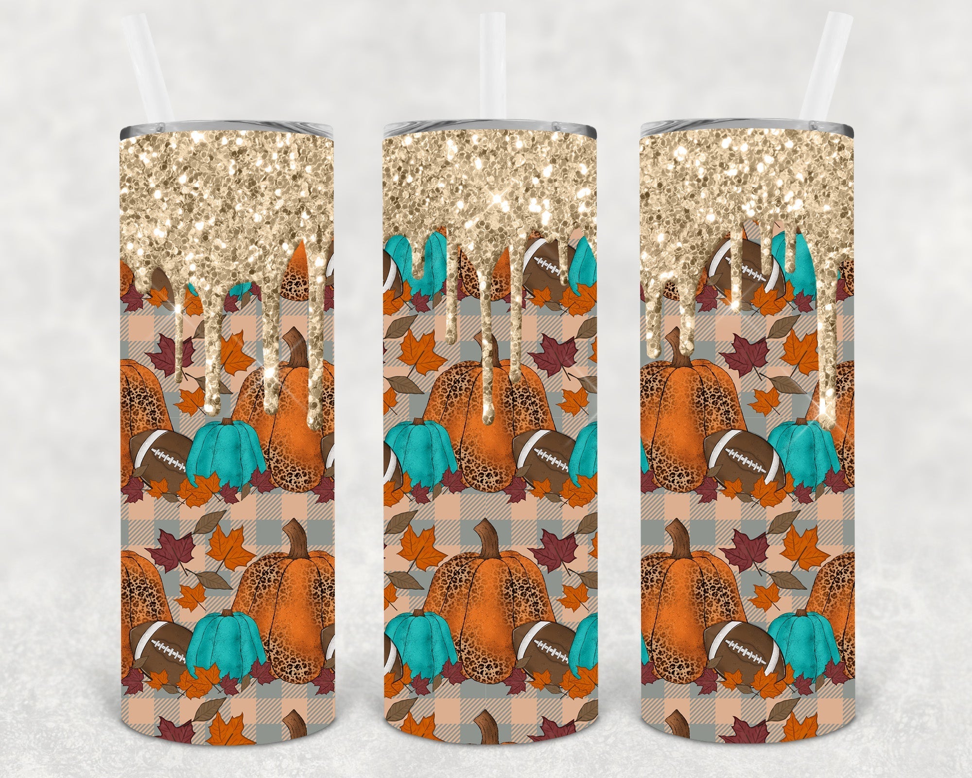 Fall and Football 20 oz Skinny Tumbler