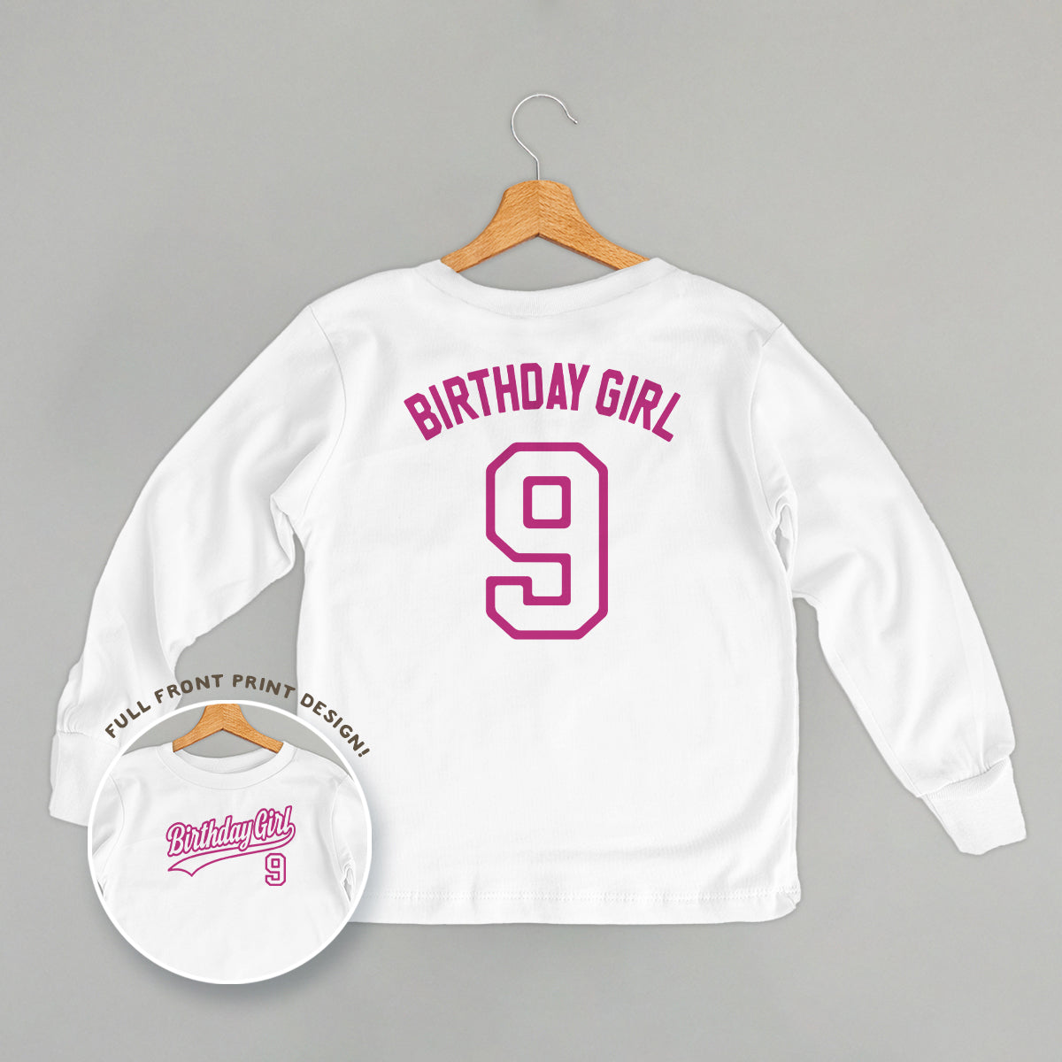 Birthday Girl Varsity #9 (Kids Back Print)
