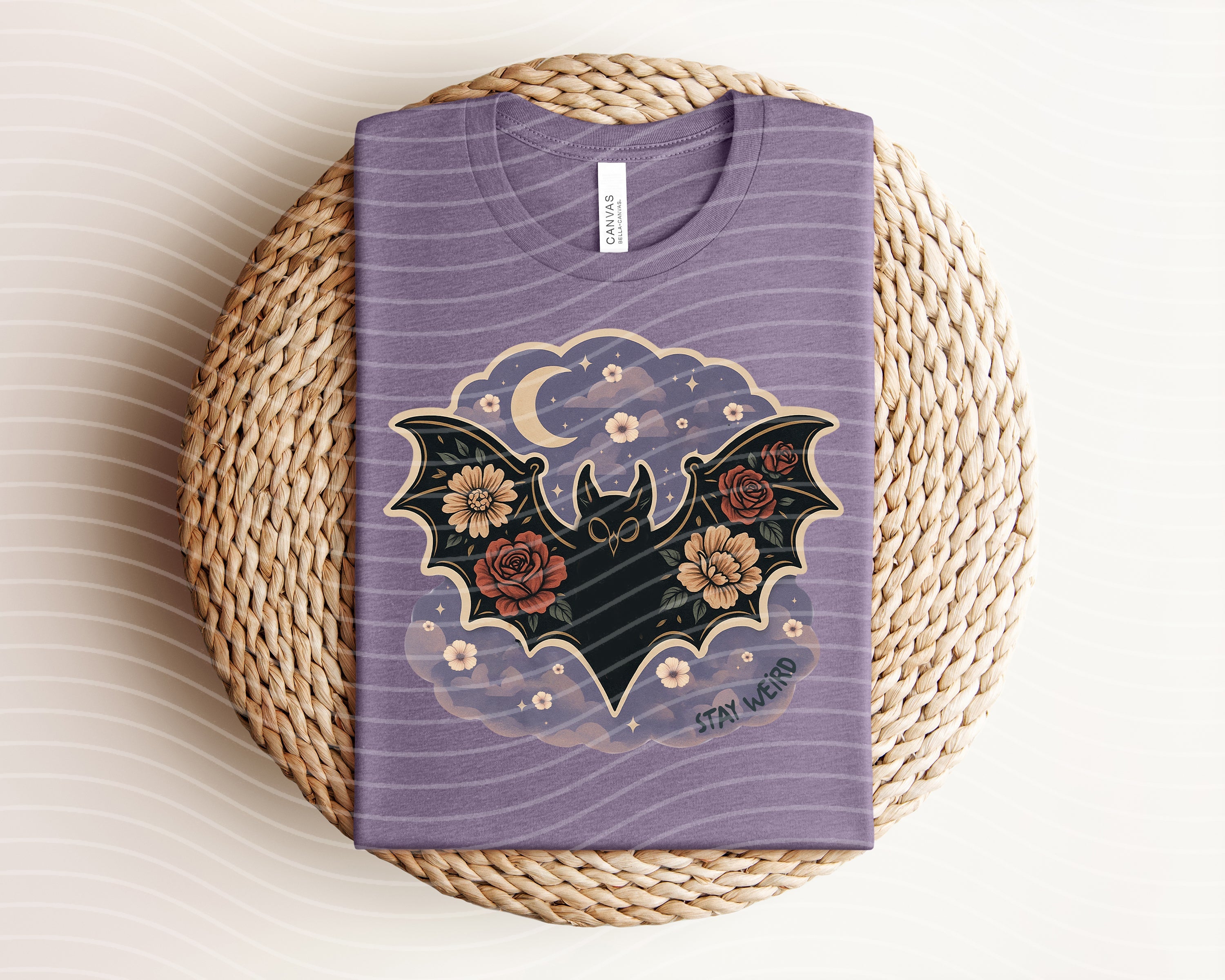 Stay Weird Floral Bat Graphic Tee