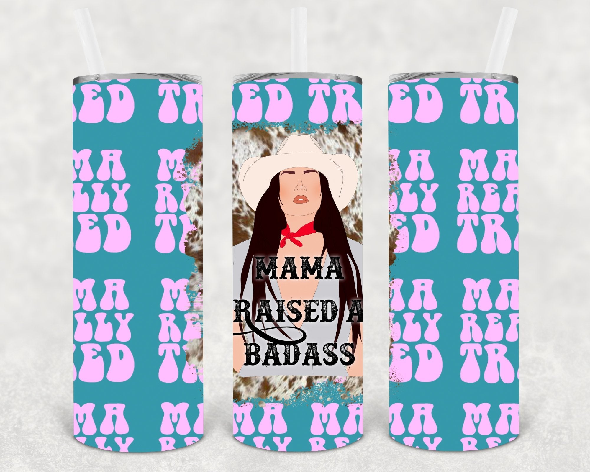 Mama Raised a Bada** 20 oz Skinny Tumbler