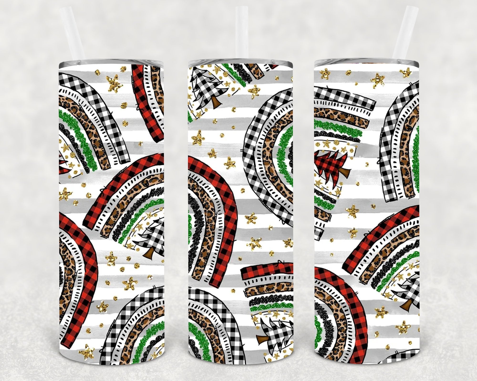 Merry and Bright Rainbow 20 oz Skinny Tumbler