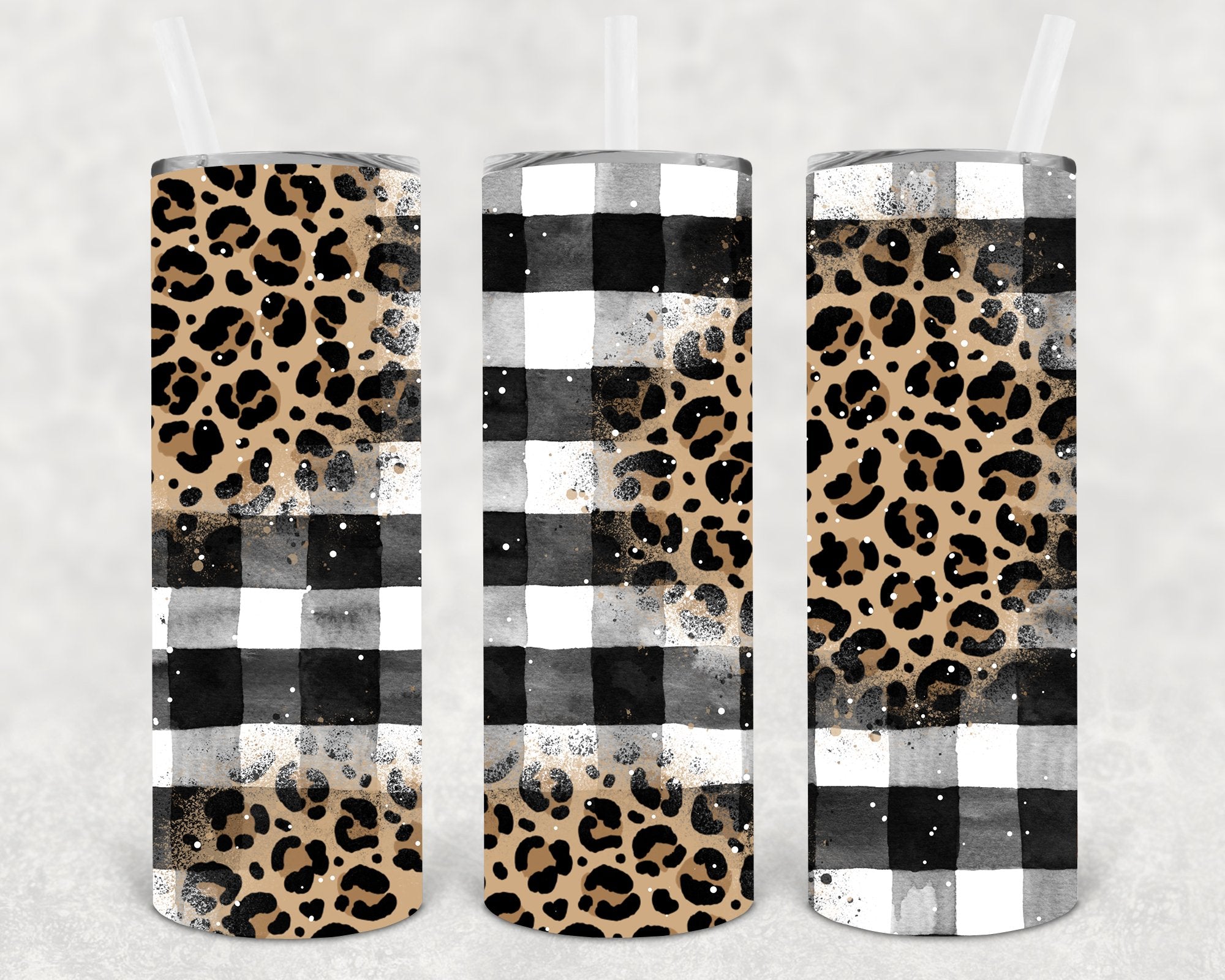 Plaid Leopard 20 oz Skinny Tumbler