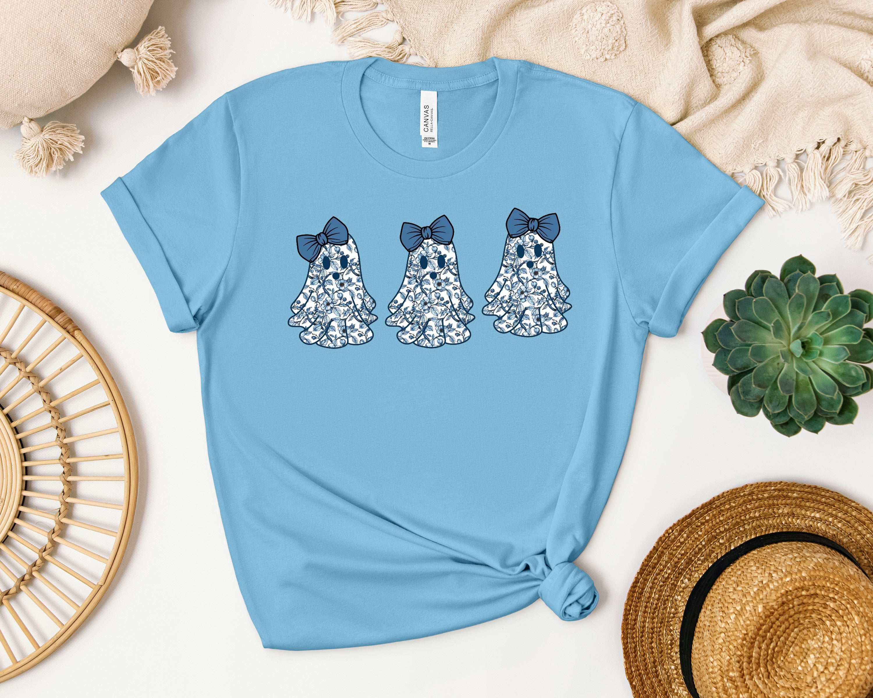 Blue Floral Ghosts Graphic Tee