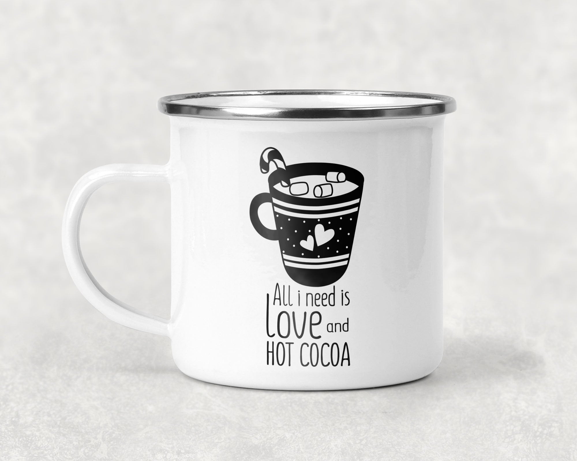 All I Need is Love and Hot Cocoa (with Candy Cane) Mug