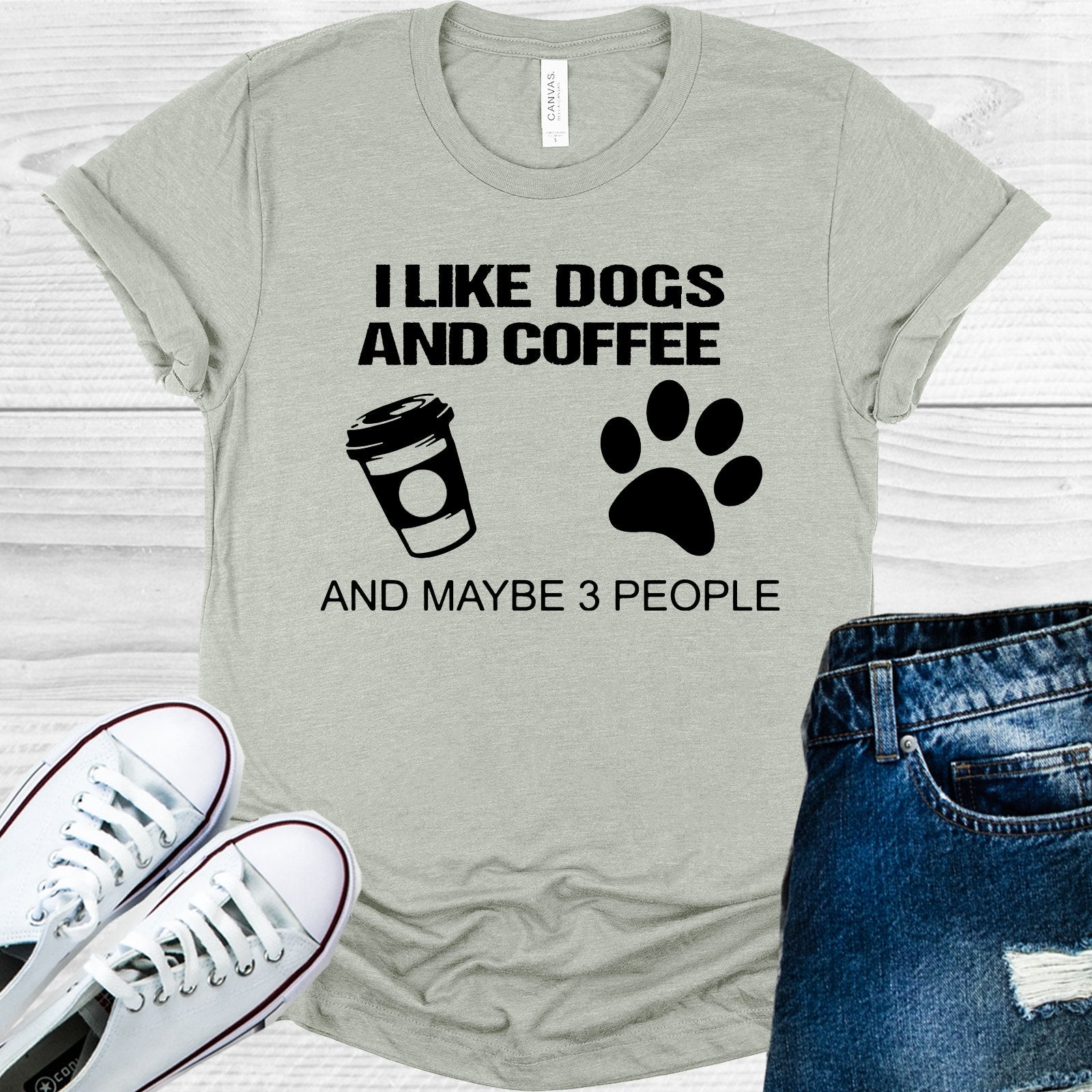 I Like Dogs and Coffee and Maybe 3 People Graphic Tee