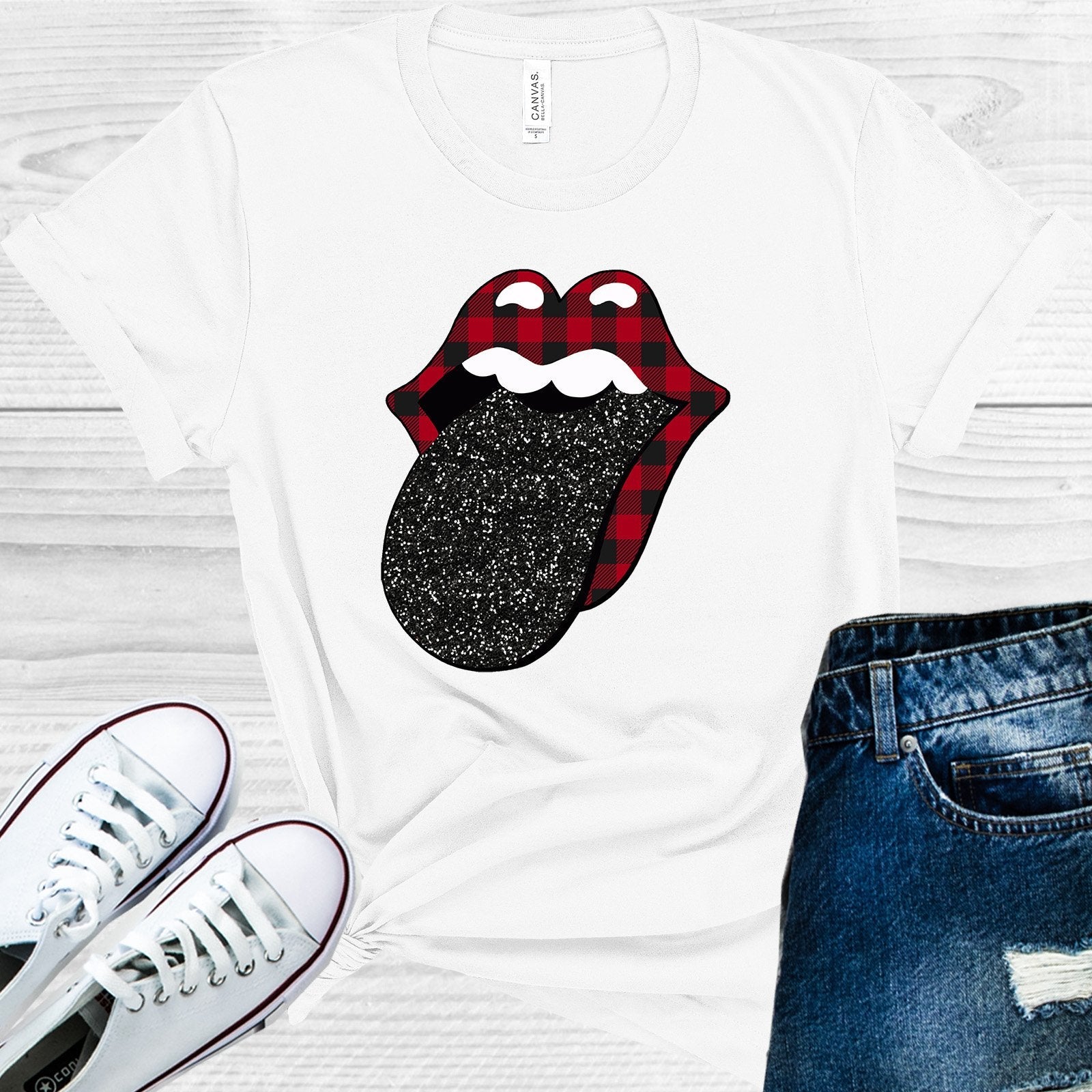 Buffalo Plaid Mouth Graphic Tee
