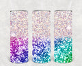 White and Rainbow Glitter 20 oz Skinny Tumbler