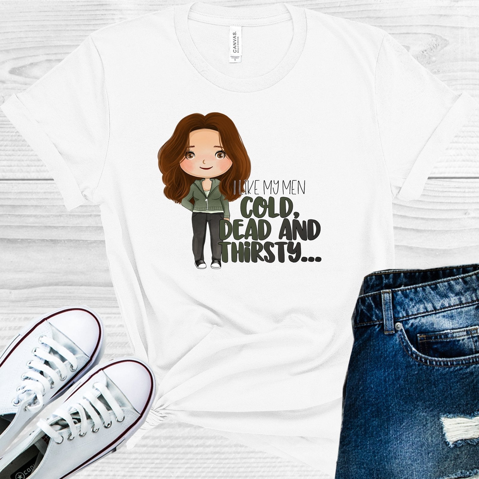 Twilight I Like My Men Cold Dead and Thirsty Graphic Tee